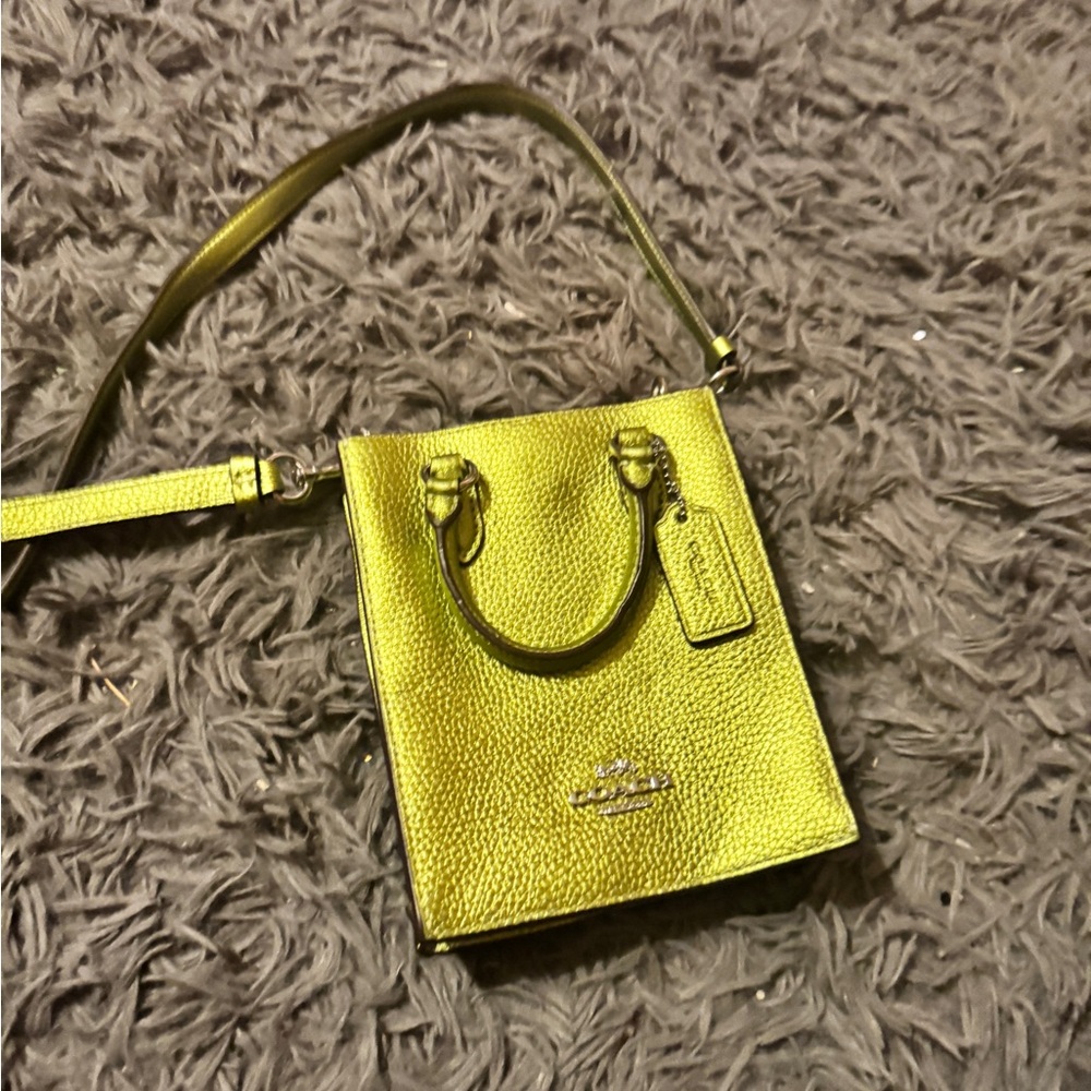 Coach Green Mini Leather Bag with Gold Hardware
